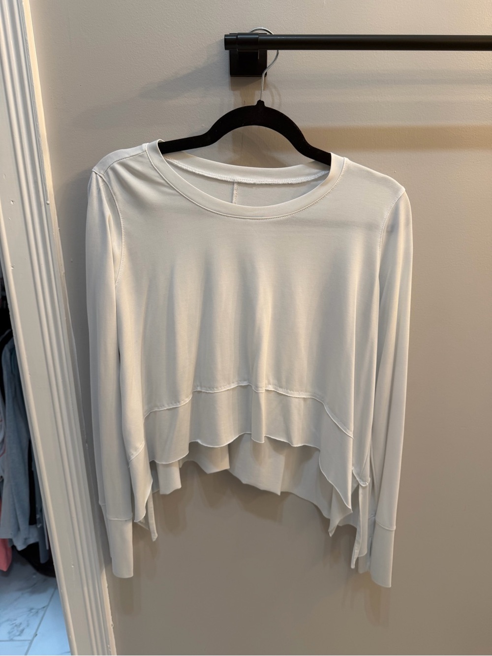 FP dupe Lightweight White Layered Long-Sleeve Top